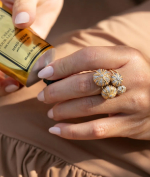 Bague Maria Battaglia Acqua Oursin GM or jaune diamants
