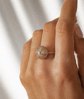 Bague Maria Battaglia Acqua Oursin GM or jaune diamants