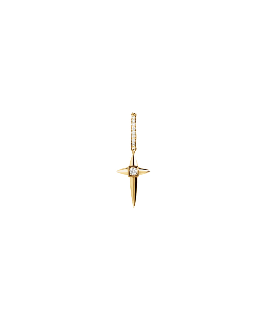 Créole Statement Mini Rock Away Croix or jaune diamants