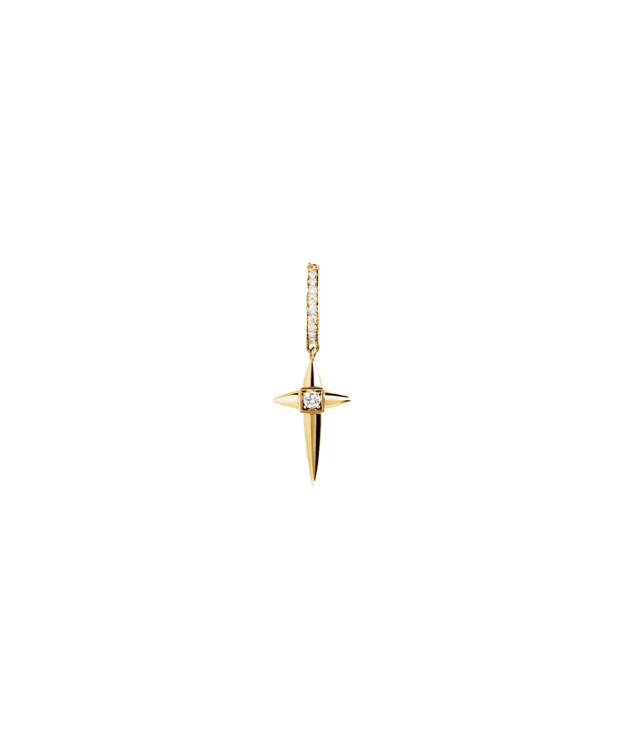 Créole Statement Mini Rock Away Croix or jaune diamants