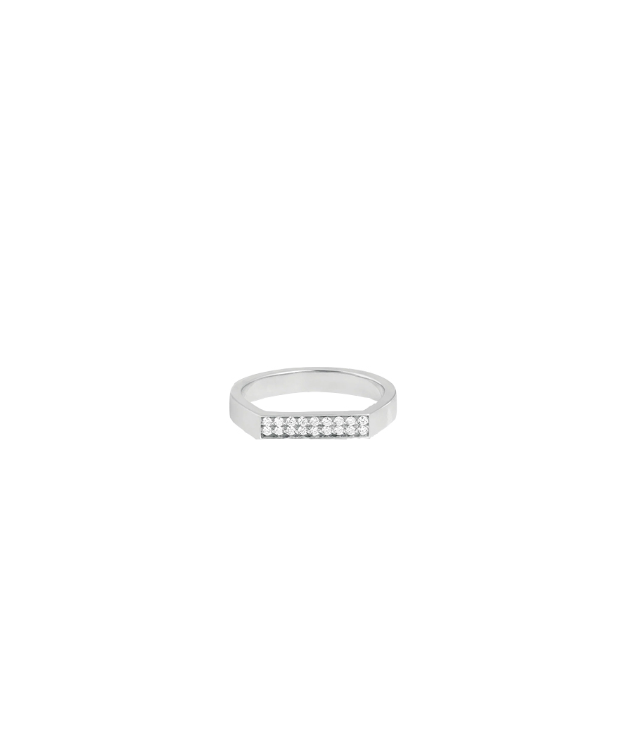 Bague Chevalière Vanrycke Bonnie and Clyde or blanc diamants