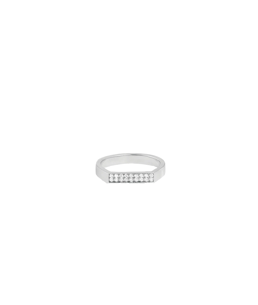 Bague Chevalière Vanrycke Bonnie and Clyde or blanc diamants