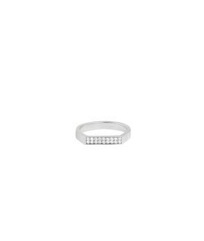 Bague Chevalière Vanrycke Bonnie and Clyde or blanc diamants