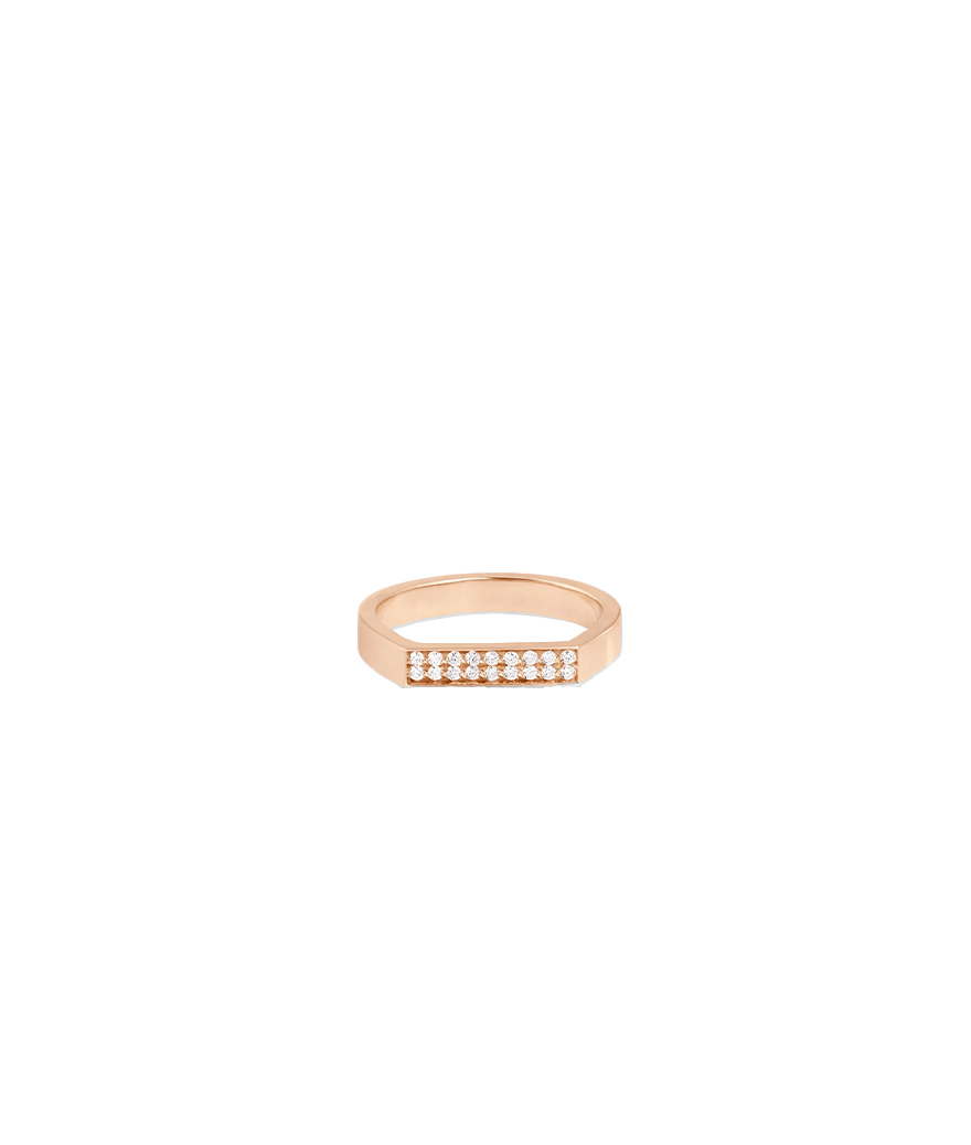 Bague Chevalière Vanrycke Bonnie and Clyde or rose diamants