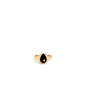 Baby Chevalière Poire Yvonne Léon or jaune onyx diamant