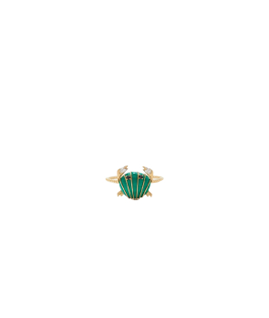 Bague Mini Crabe Yvonne Léon or jaune malachite diamants