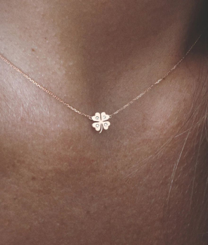 Collier Vanrycke Trèfle or rose diamants