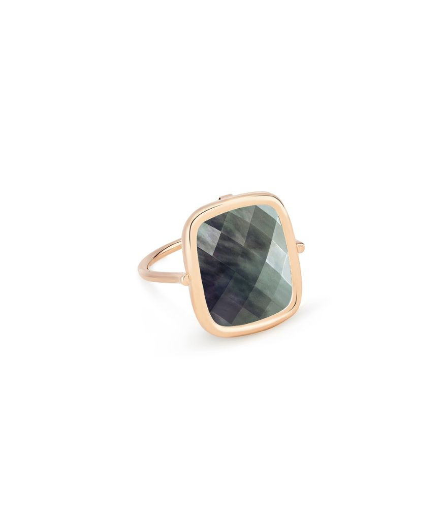 Bague Ginette NY Antique Pixie or rose nacre noire