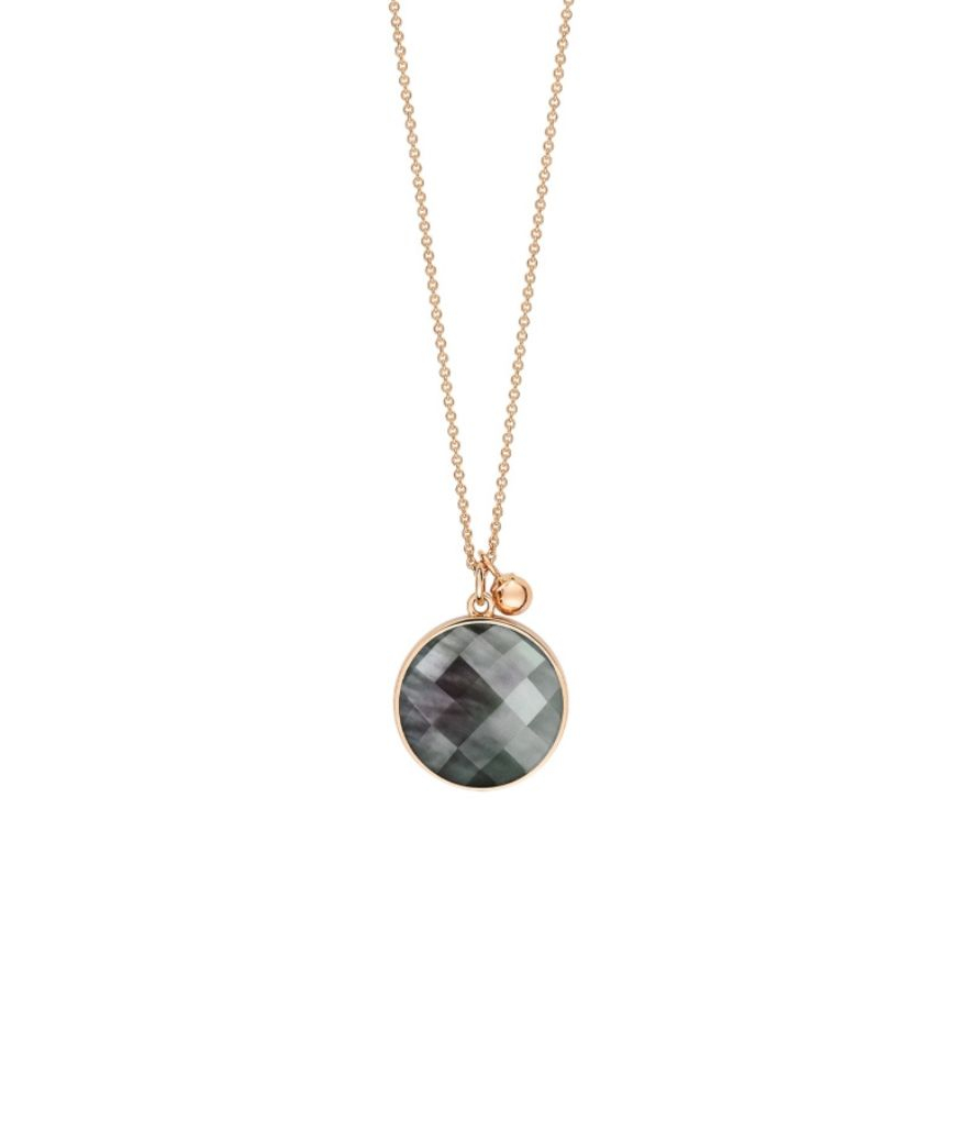 Collier Ginette NY Pixie Ever Disc or rose nacre noire