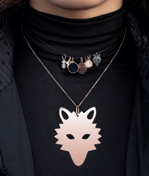 Pendentif Ginette NY Charm Mini Onyx Wolf
