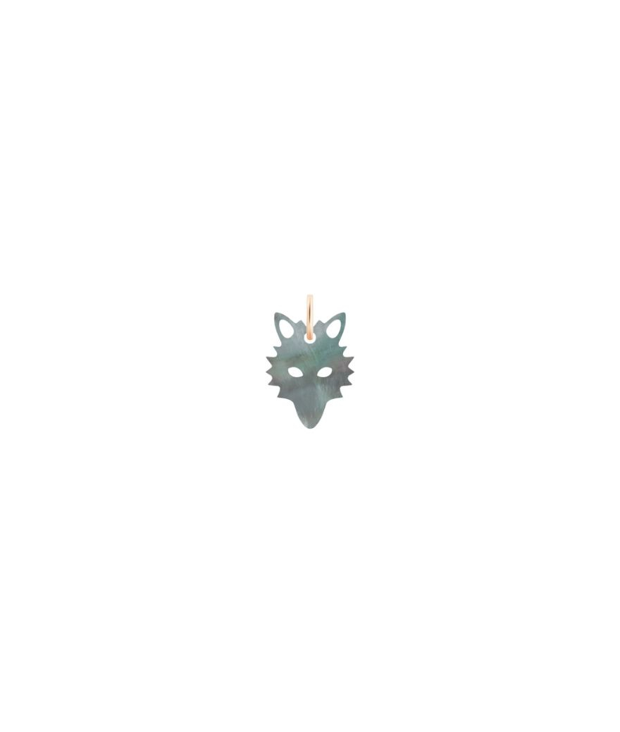 Pendentif Ginette NY Charm Mini Wolf nacre noire