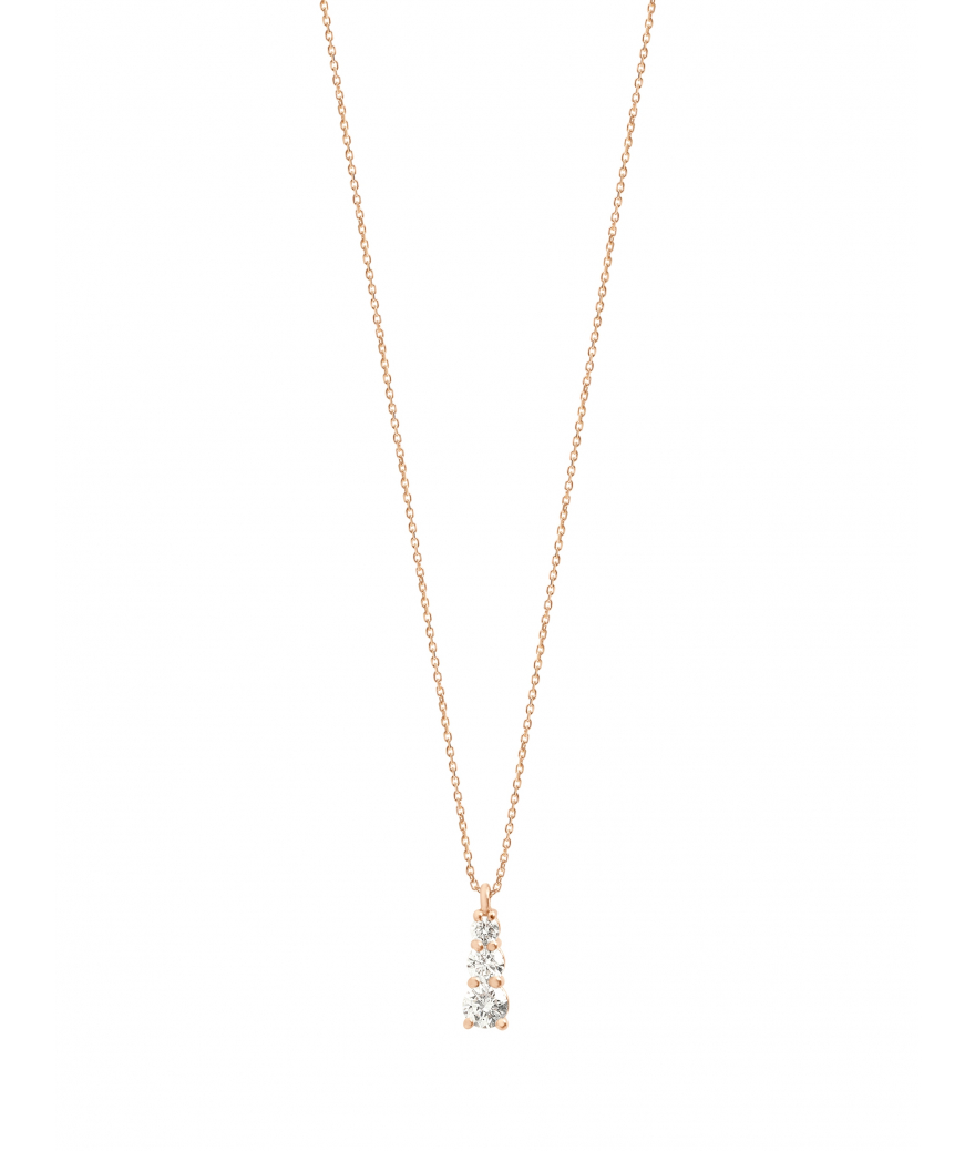 Collier or rose pendentif diamant