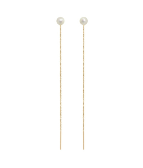 Boucles d'oreilles Claverin Long Simply or jaune perle blanche