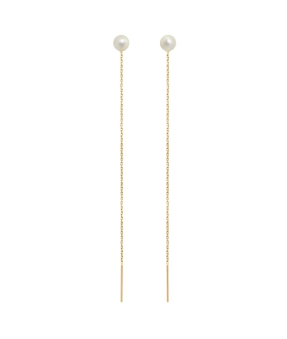 Boucles d'oreilles Claverin Long Simply or jaune perle blanche