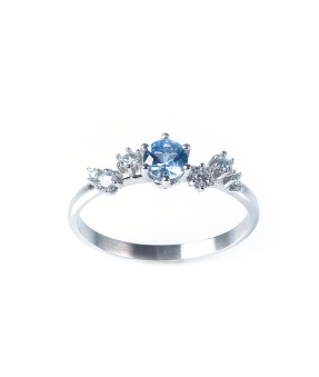 Bague La Marquisette Or Blanc Saphir Bleu