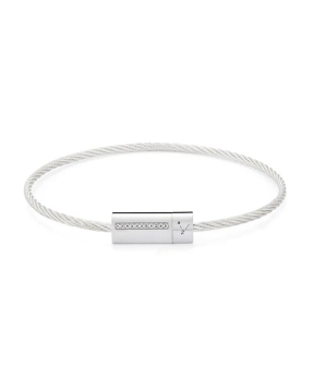 Bracelet Le Gramme Câble 7 Grammes argent lisse poli diamants blancs