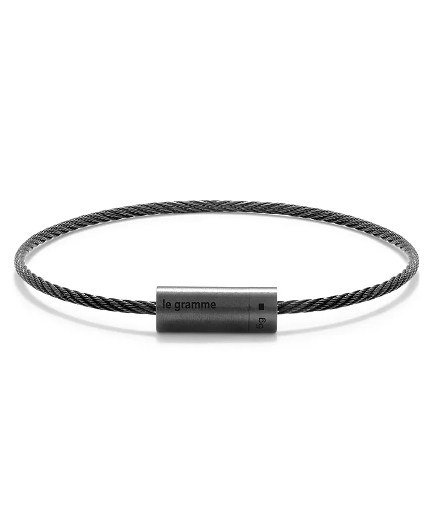 Bracelet Câble 5 Grammes céramique noire lisse bossée