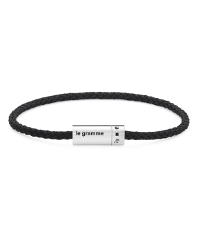 Bracelet Le Gramme Câble 7 Grammes nato noir argent lisse poli