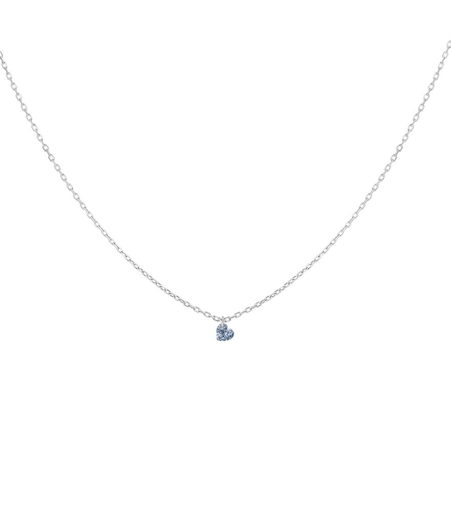 Collier La Brune et la Blonde 360° or blanc diamant cœur