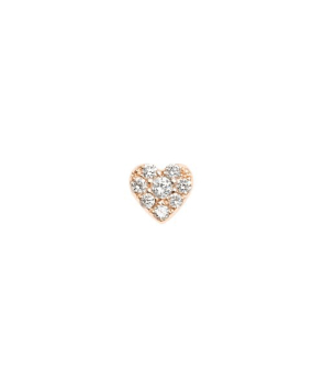 Piercing barre cœur or rose pavé diamants
