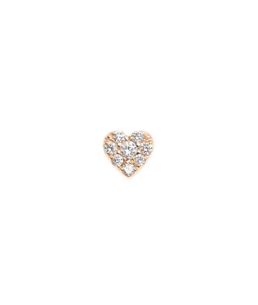 Piercing barre cœur or rose pavé diamants