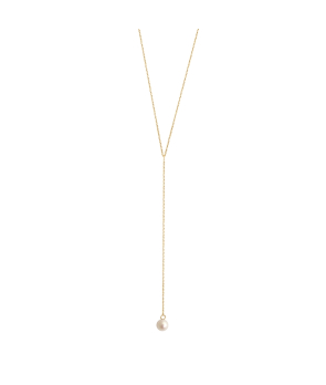 Collier Claverin Lasso or jaune perle blanche