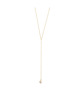 Collier Claverin Lasso or jaune perle blanche