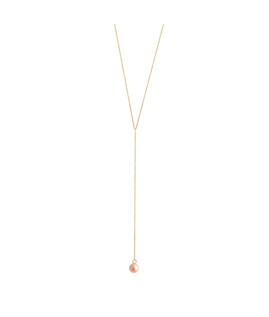 Collier Claverin Lasso or jaune perle rose