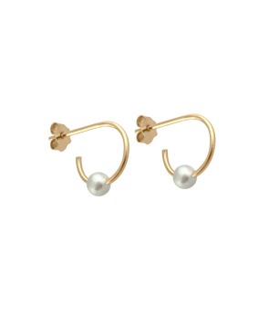 Boucles d'oreilles Claverin Open Hoops or jaune perle blanche