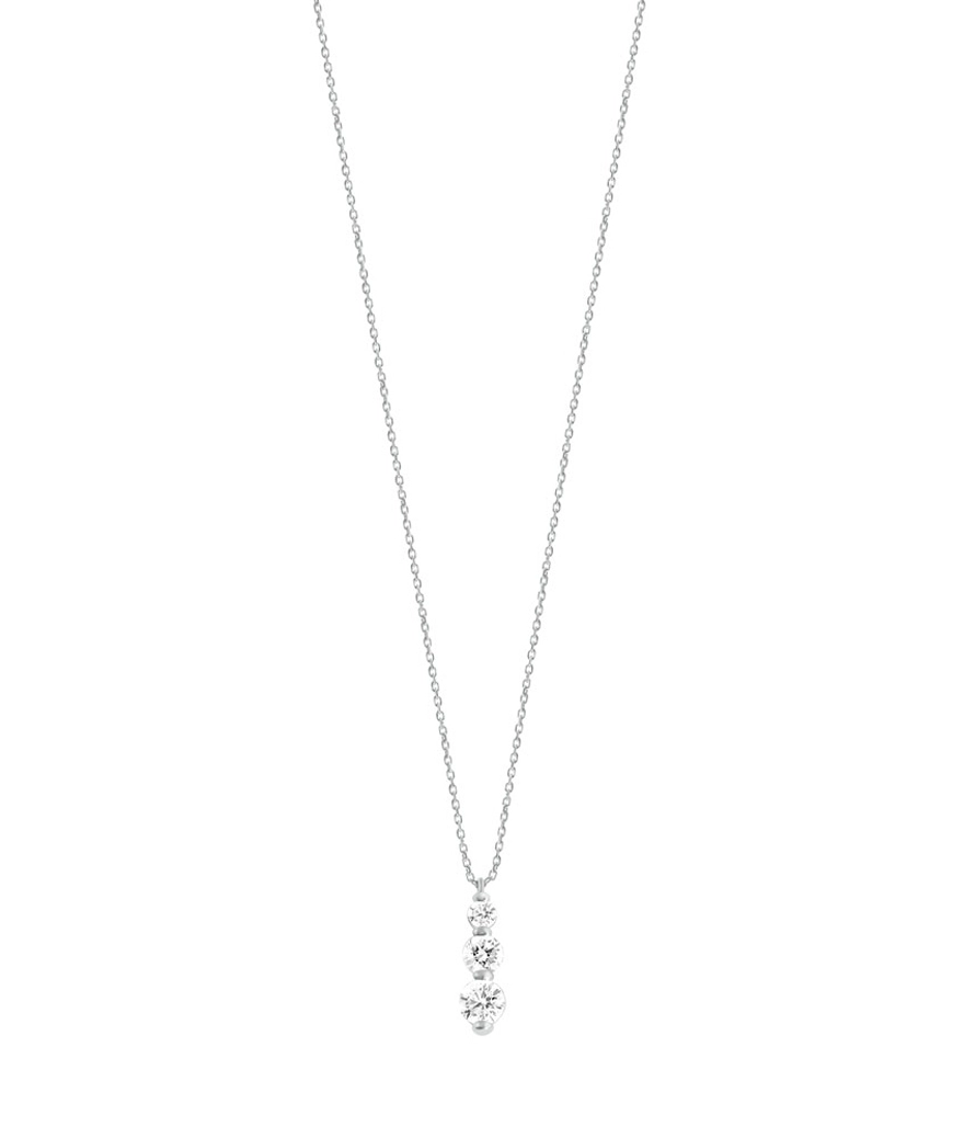 Collier Trilogie or blanc diamant