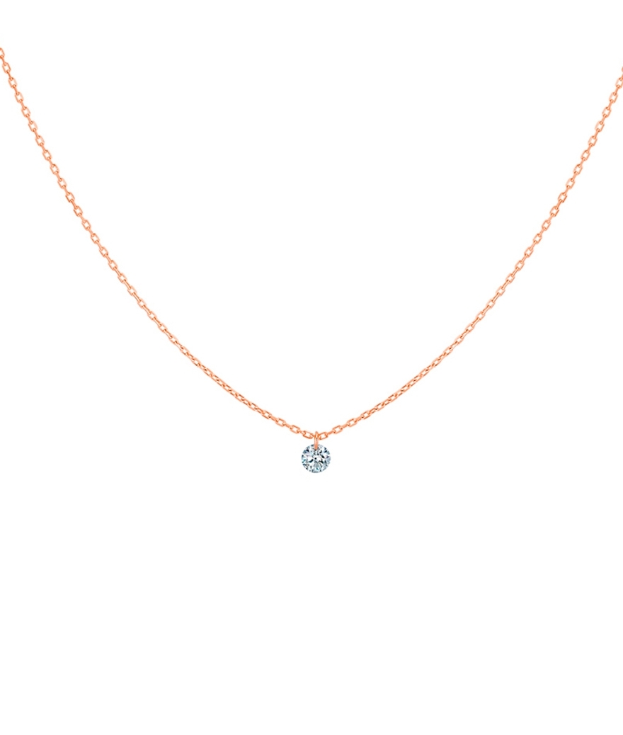 Collier La Brune et La Blonde 360° or rose diamant solitaire