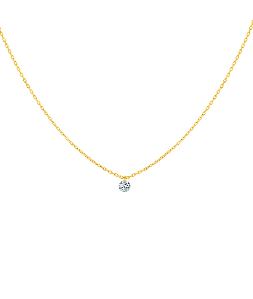 Collier La Brune et La Blonde 360° or jaune diamant solitaire