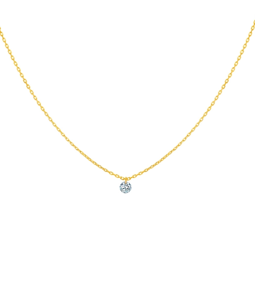 Collier La Brune et La Blonde 360° or jaune diamant solitaire