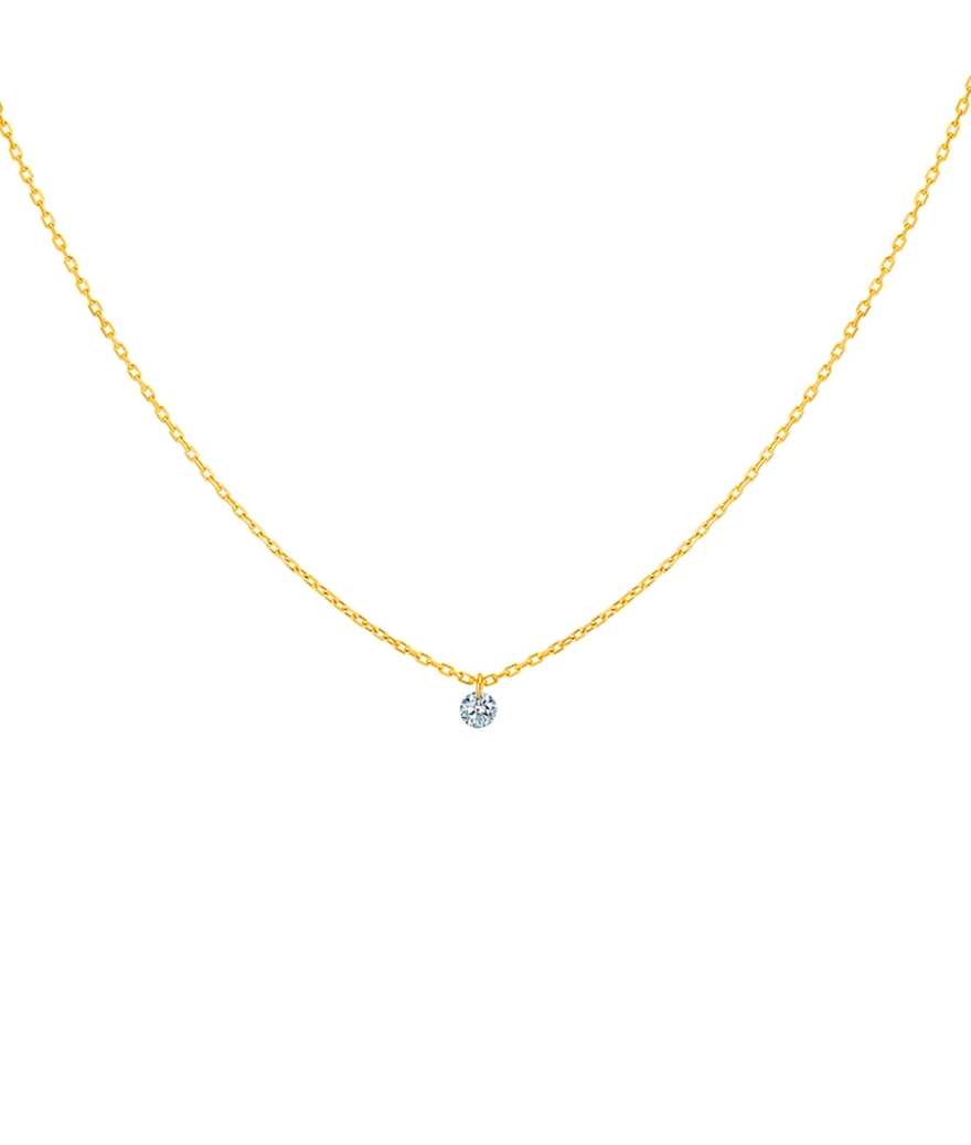 Collier La Brune et la Blonde 360° or jaune diamant solitaire