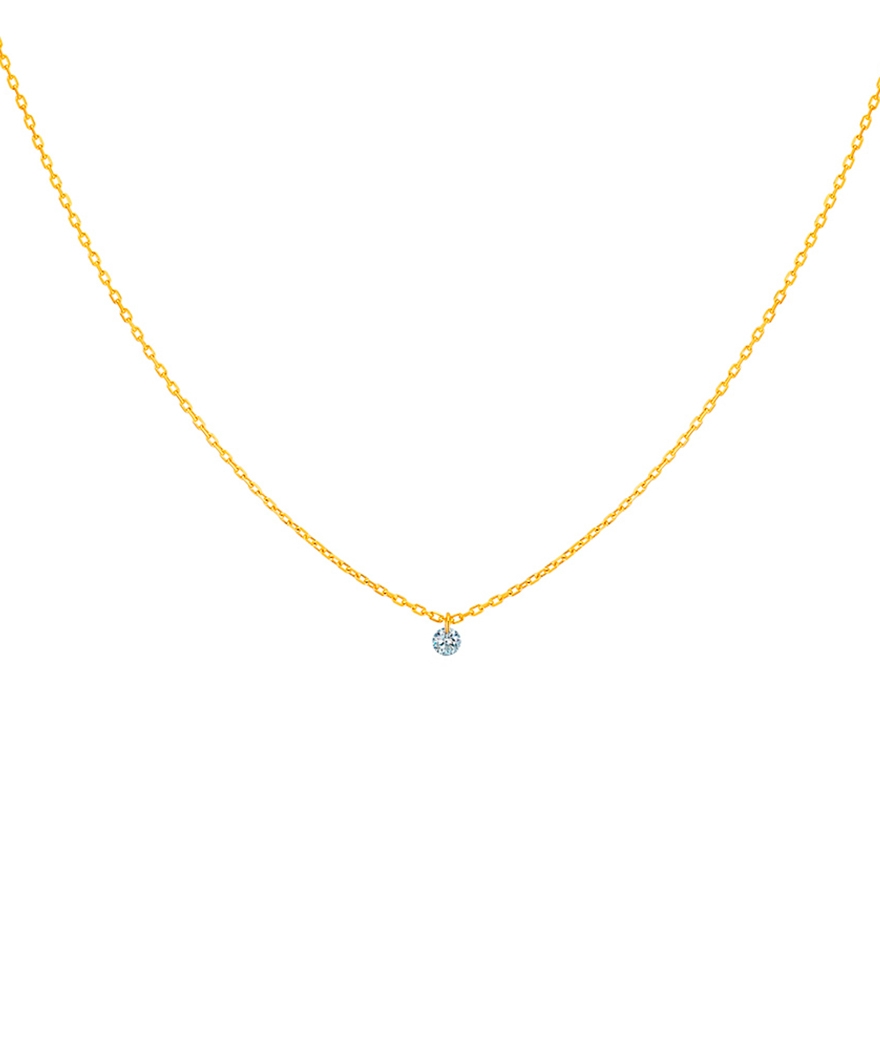 Collier La Brune et La Blonde 360° or jaune diamant solitaire