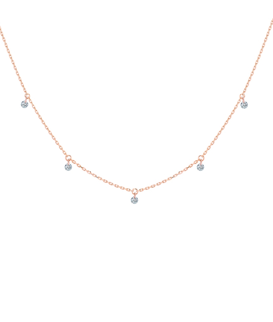 Collier La Brune et La Blonde 360° or rose 5 diamants