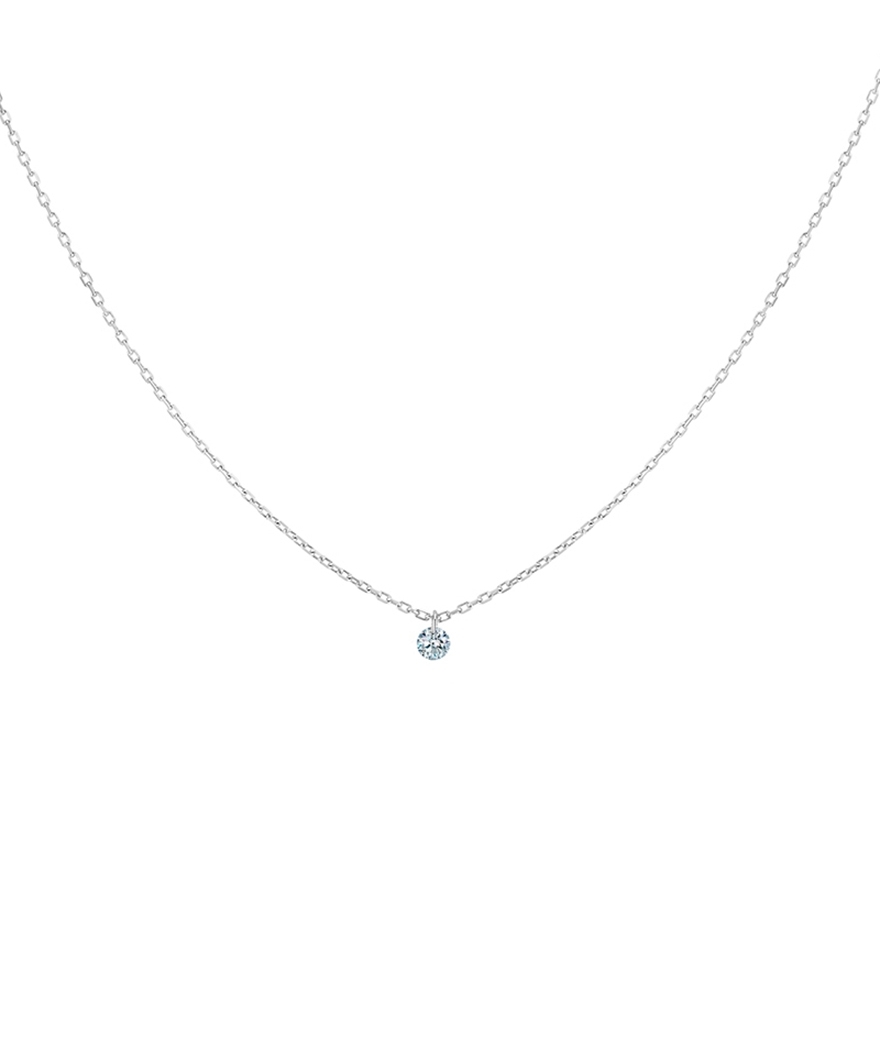 Collier La Brune et La Blonde 360° or blanc diamant solitaire