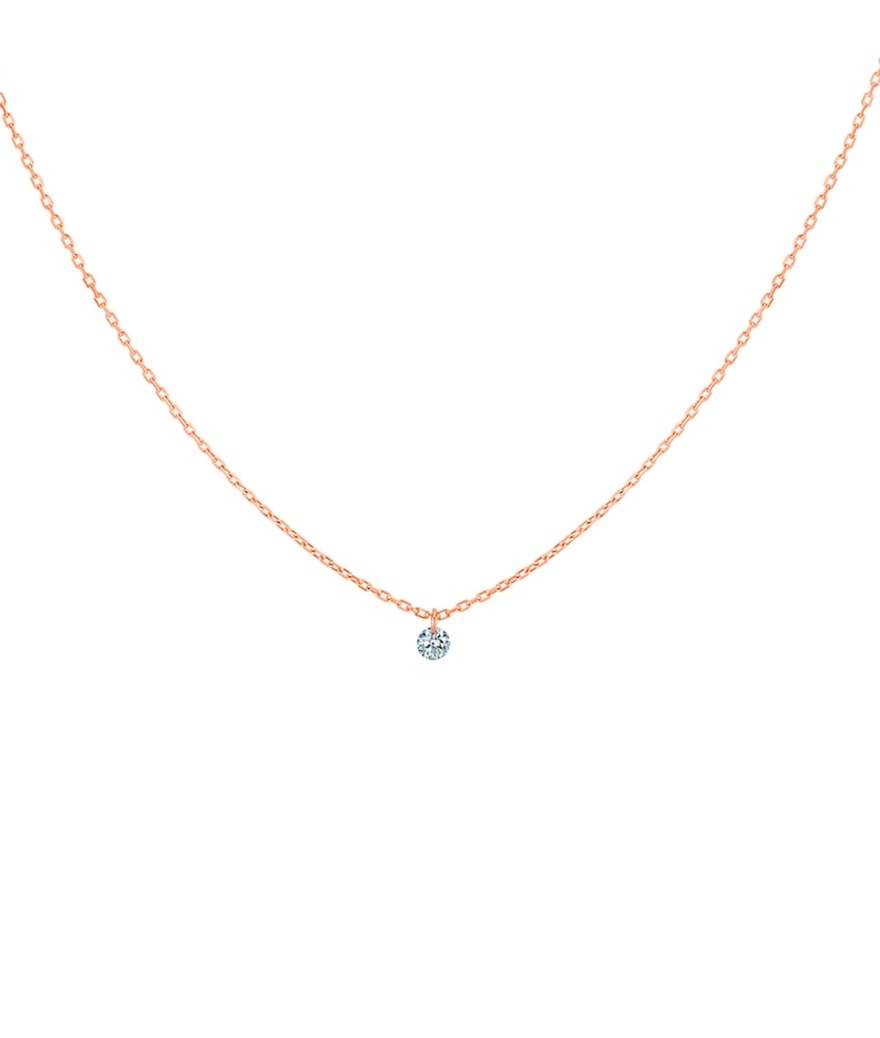 Collier La Brune et La Blonde 360° or rose diamant solitaire