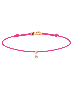 Bracelet La Brune et La Blonde cordon BB rose fluo or rose diamant