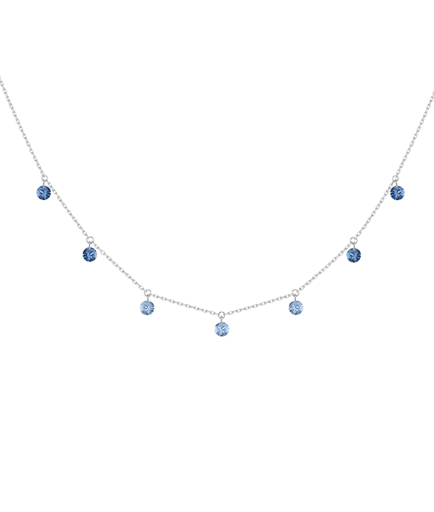 Collier La Brune et La Blonde Confetti or blanc 7 saphirs bleus