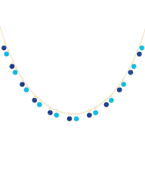 Collier La Brune et La Blonde Polka or jaune 22 lapis-lazuli turquoise