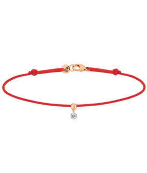 Bracelet La Brune et La Blonde cordon BB rouge or rose diamant