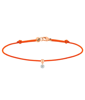 Bracelet La Brune et La Blonde cordon BB orange or rose diamant