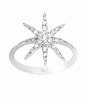 Bague Djula soleil or blanc diamants (phalange)