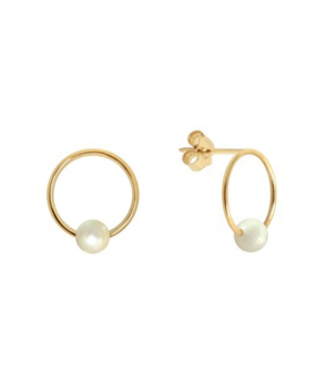 Boucles d'oreilles Claverin Ring or jaune perle blanche