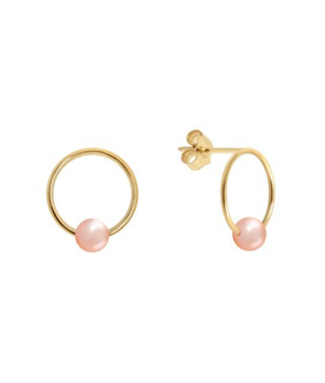 Boucles d'oreilles Claverin BO Ring or jaune perle rose