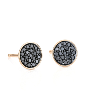 Boucles d'oreilles Ginette NY Sequin or rose diamants noirs