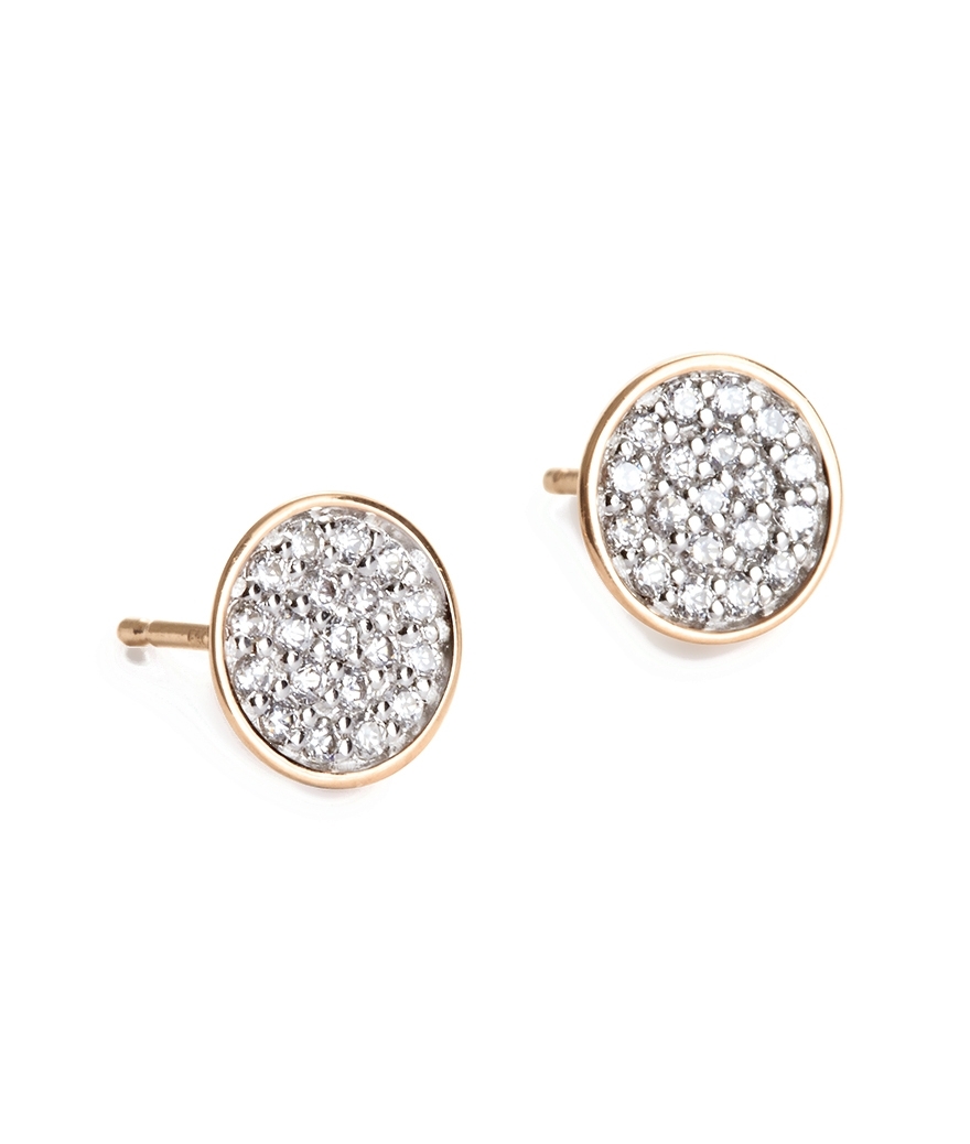 Boucles d'oreilles Ginette NY Sequin Round or rose diamants