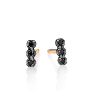 Boucles d'oreilles Ginette NY Strip or rose diamants noirs