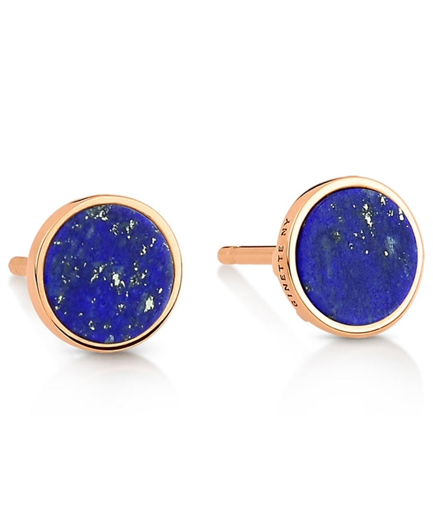 Boucles d'oreilles Ginette NY Ever disc or rose lapis